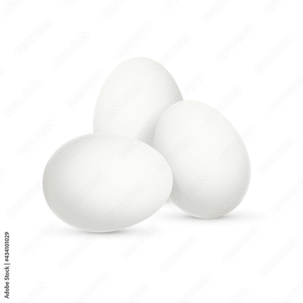 Realistic Detailed 3d White Eggs Set. Vector