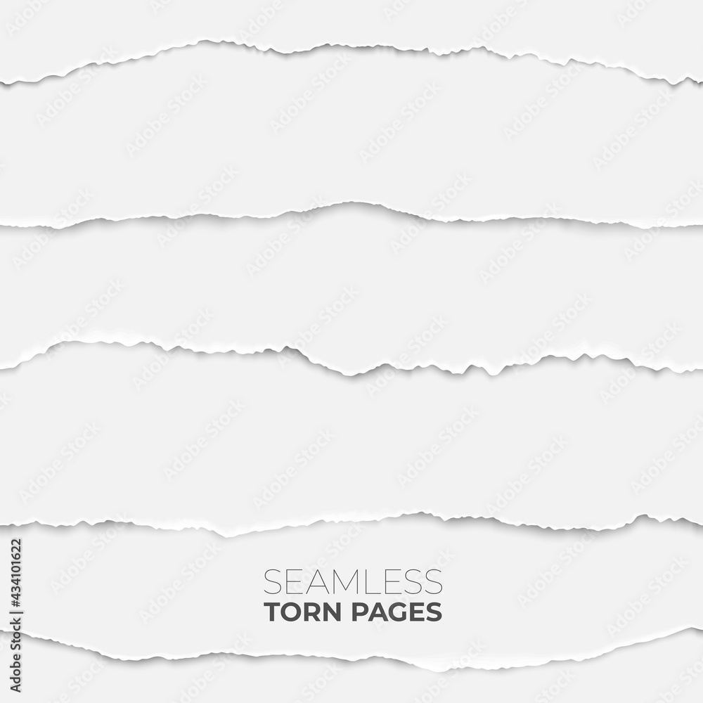 Torn page seamless texture. Paper edge backdrop, grunge rip papers stripes. Broken craft clean sheets, scrapbooking borders recent vector set Torn page seamless texture. Paper edge backdrop, grunge rip papers stripes. Broken craft clean sheets, scrapbooking borders recent vector set