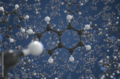 Isoquinoline molecule made with balls, conceptual molecular model. Chemical 3d rendering photo