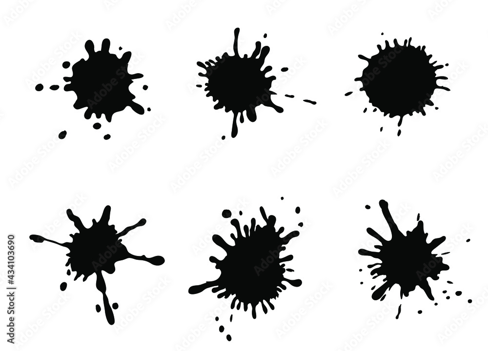 Abstract spots on a white background. Vector paintbrush set. Paint splats blotches.
