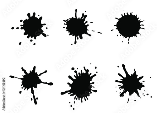 Abstract spots on a white background. Vector paintbrush set. Paint splats blotches. 