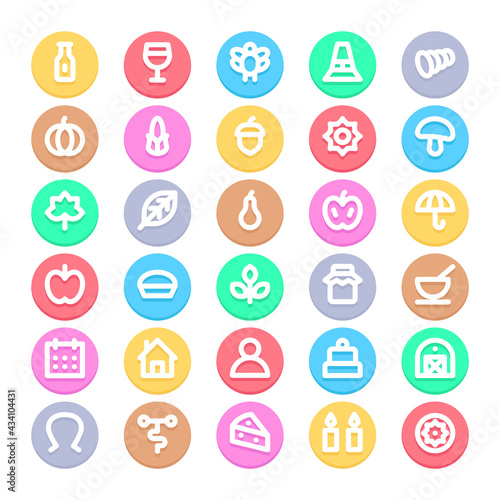 Circle color outline icons for thanksgiving.