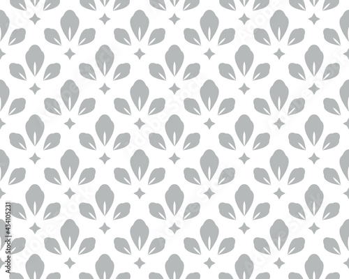 Flower geometric pattern. Seamless vector background. White and gray ornament. Ornament for fabric  wallpaper  packaging. Decorative print.