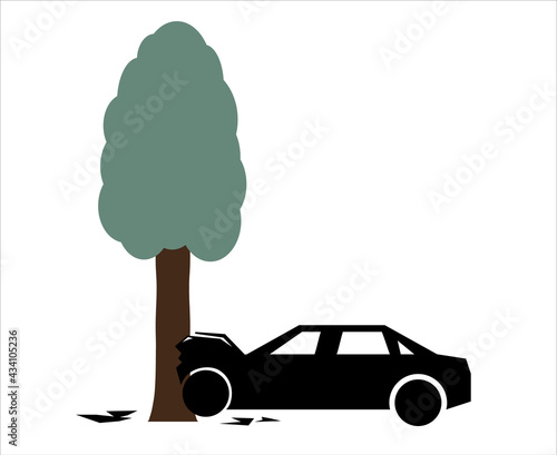 accident of car and tree