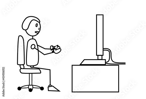  man playing a video game on TV
