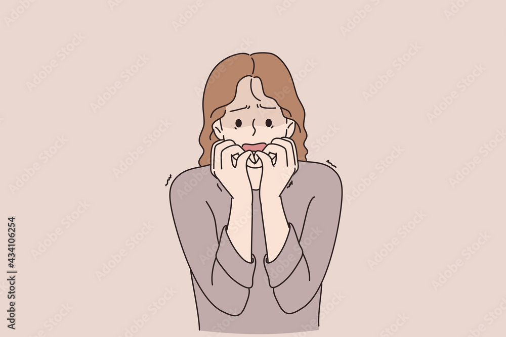 Premium Vector  Vector portrait of scared woman, illustration of