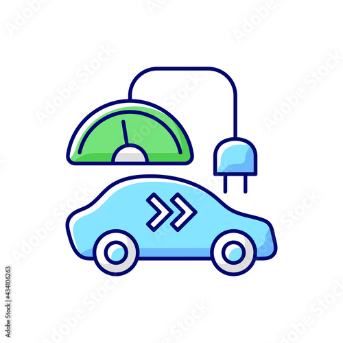 Level 2 charger RGB color icon. Different types of charging connectors. Fueling electromobile with natural fuel. Electricity for car. Isolated vector illustration