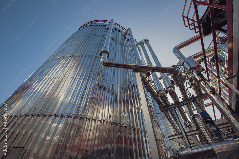 Modern tank chemistry factory with large shine tanks Modern tank chemistry factory with large shine tanks