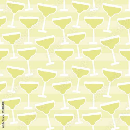 Margarita cocktail in a traditional glass seamless pattern.