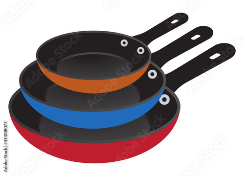 Flat vector icon the colorful stack of frying pan for apps and websites