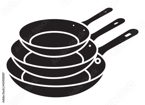 Flat vector icon the stack of frying pan for apps and websites