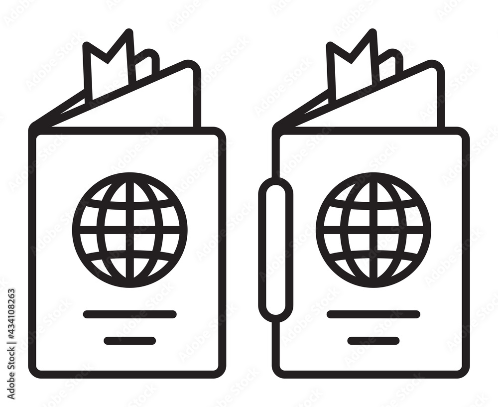 International Travel Passport Booklet Line Art Icon For Apps And