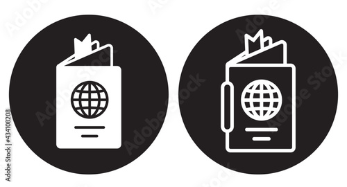 Rounded International travel passport booklet icon for apps and websites