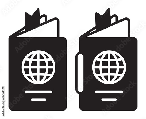International travel passport booklet flat vector icon for apps and websites