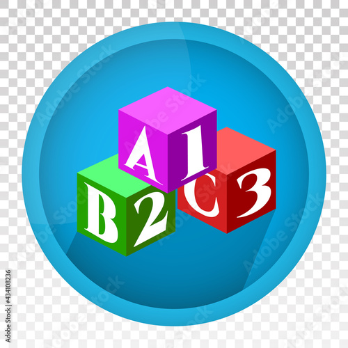 123 numbers and ABC alphabet block flat icon for apps and websites