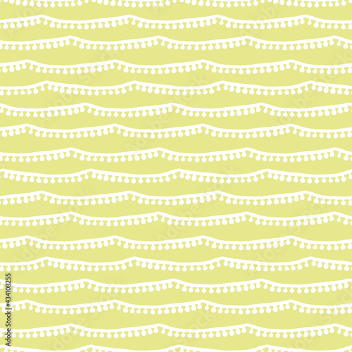 Pom pom fringe Mexican vector seamless pattern.