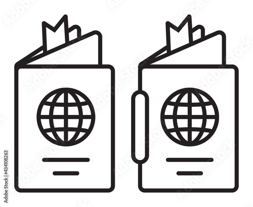 International travel passport booklet line art icon for apps and websites