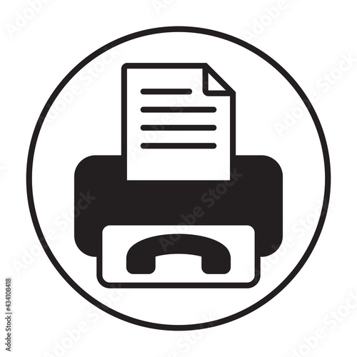 Circled the fax or facsimile vector icon for apps or websites