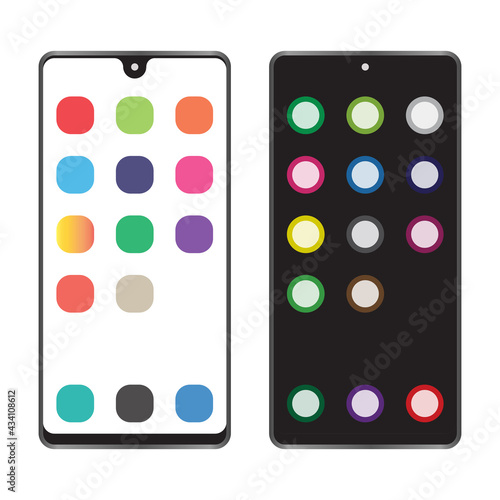 Flat color icon a android mobile phone or smartphone with colorful apps