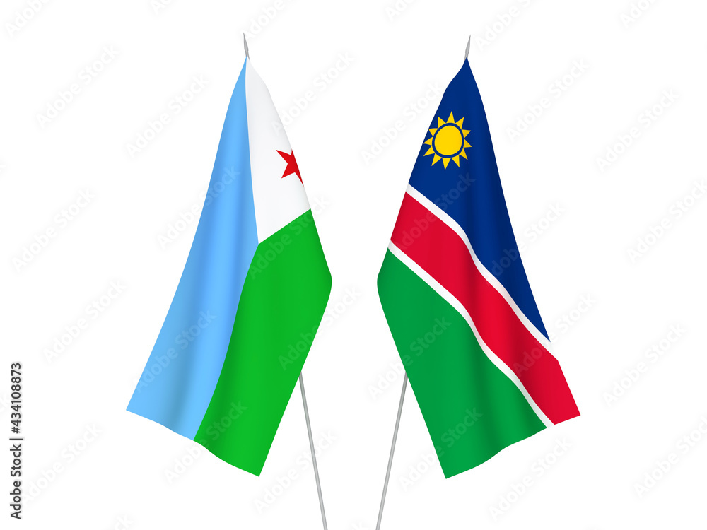 Republic of Djibouti and Republic of Namibia flags Republic of Djibouti and Republic of Namibia flags