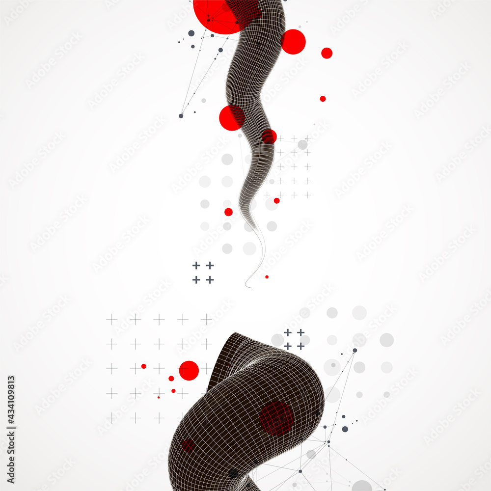 Obraz premium Modern science or technology art background. Vector wireframe tentacle.