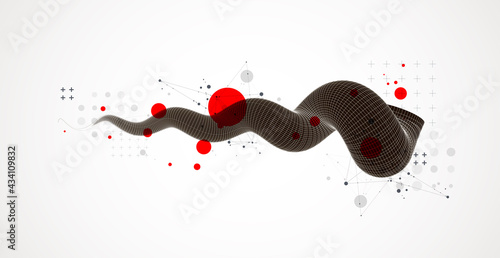 Modern science or technology art background. Vector wireframe tentacle.