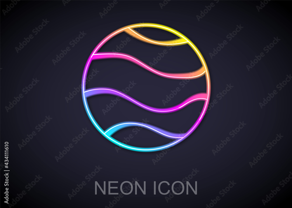 Glowing neon line Planet icon isolated on black background. Vector Glowing neon line Planet icon isolated on black background. Vector