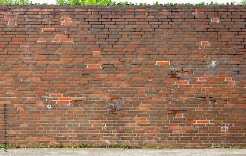Mauer mit Boden und Flaschenscherben oben drauf