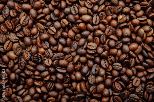 Aromatic coffee beans with background.