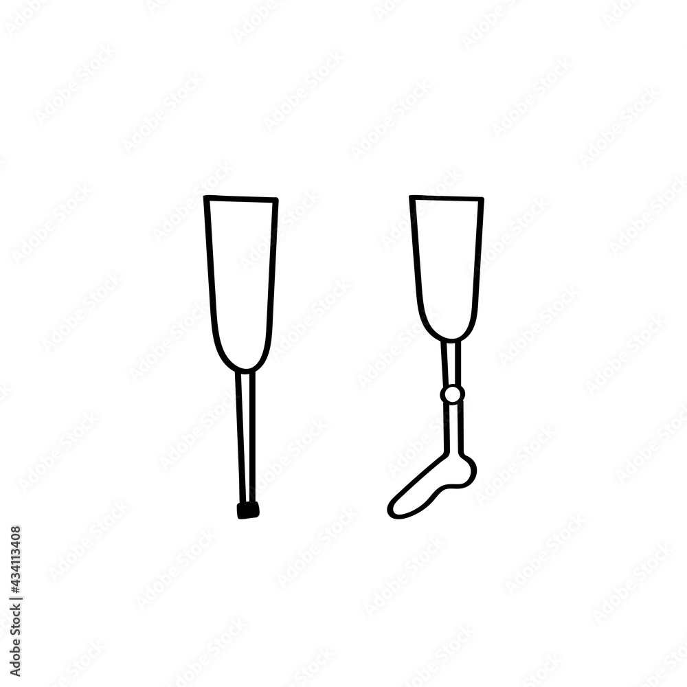prosthetic limbs doodle icon vector hand drawing prosthetic limbs doodle icon vector hand drawing