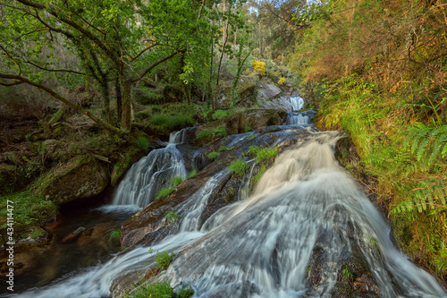 Fototapeta Naklejka Na Ścianę i Meble -  Waterfall in a beautiful forest in the area of Galicia, Spain.