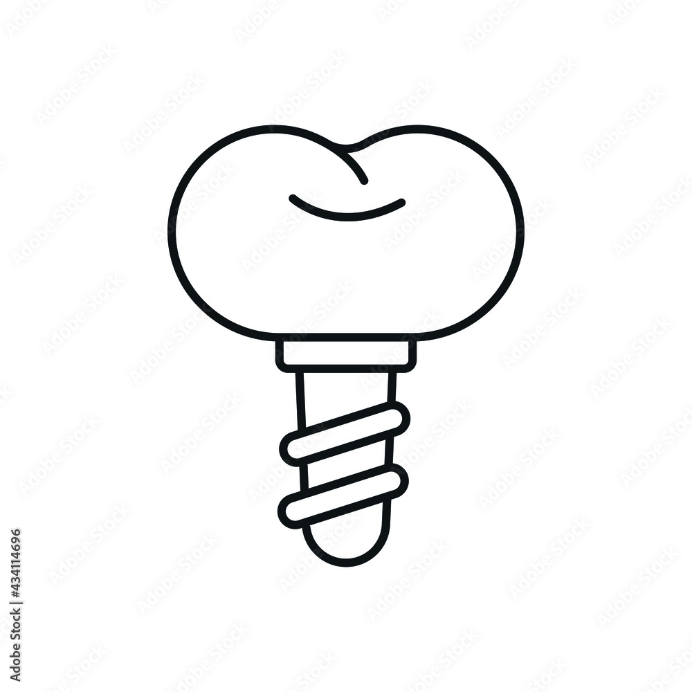 Tooth implant linear icon. Dental services and therapy. Thin line customizable illustration. Vector isolated outline drawing. Editable stroke Tooth implant linear icon. Dental services and therapy. Thin line customizable illustration. Vector isolated outline drawing. Editable stroke