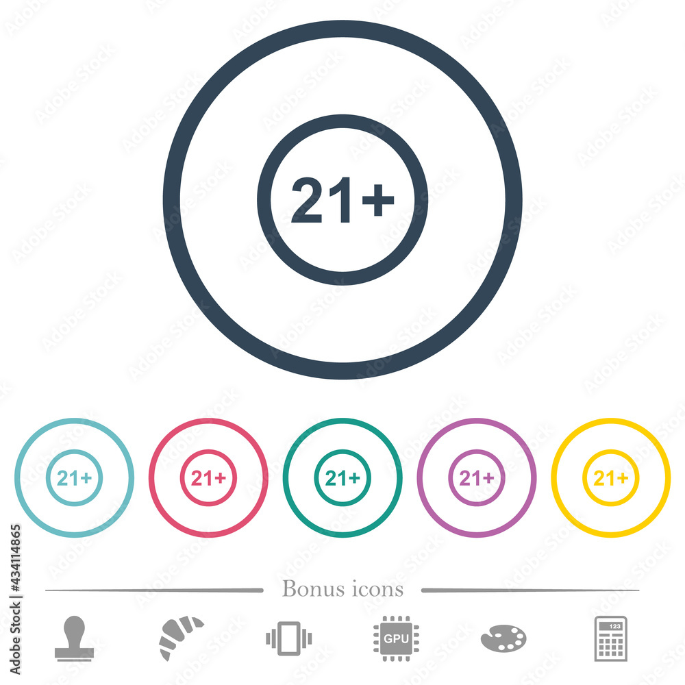 Allowed above 21 years only flat color icons in round outlines Allowed above 21 years only flat color icons in round outlines
