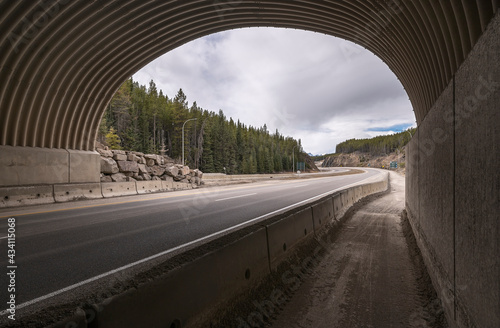 Highway underpass on the Trans Canada Highway near Lake Louise, Alberta, Canada