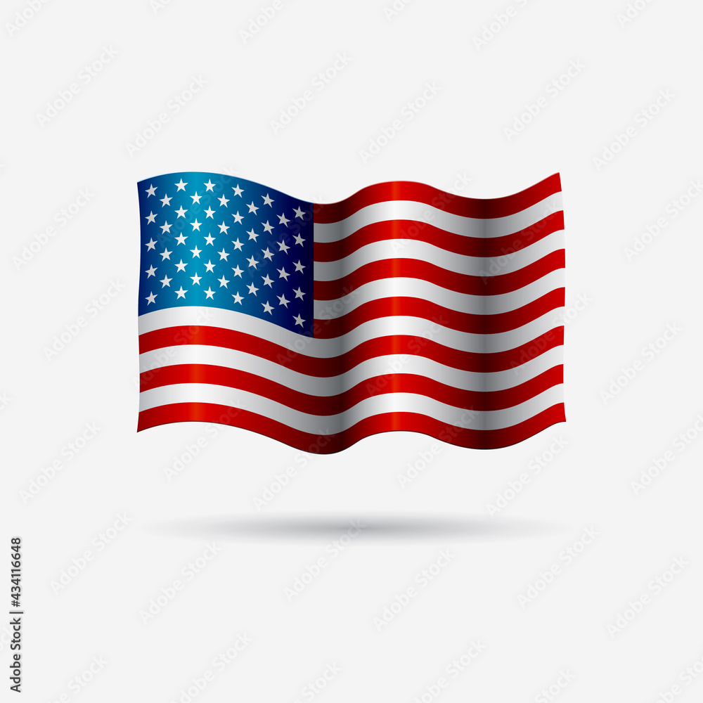 American flag. Congratulations to the American people on the national holiday Independence Day. White background. illustration. American flag. Congratulations to the American people on the national holiday Independence Day. White background. illustration.