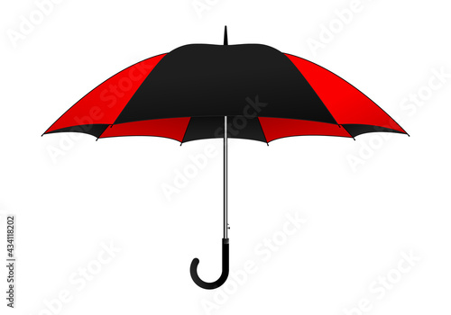 Striped umbrella rain red-black design vector on white background