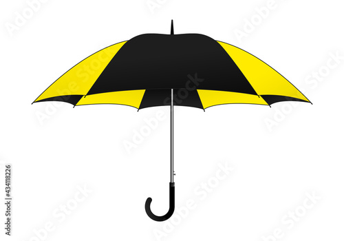 Striped umbrella rain yellow-black design vector on white background