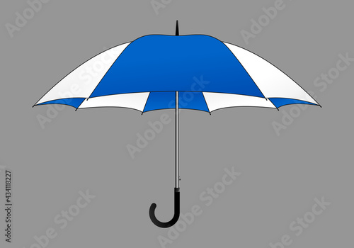 Striped umbrella rain white-blue design vector on gray background