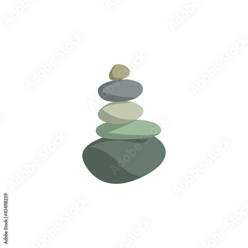 Vector illustration with cartoon isolated relax stones icon on white background. Ayurveda zen relaxation medicine. Symbol of tranquility, balance and harmony. Vector cartoon massage stones