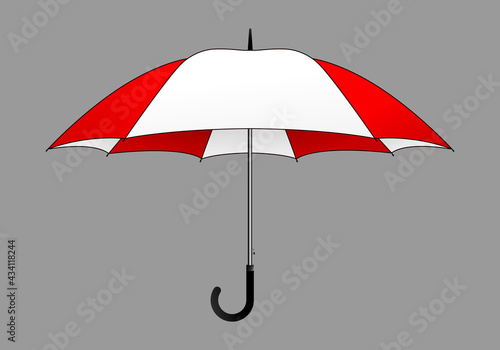 Striped umbrella rain red-white design vector on gray background