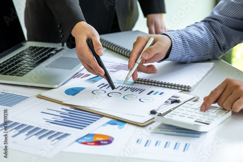 Εκτύπωση καμβά Team of business people working together in the meeting room office,Business and Statistics Marketing Finance and graphs banner, double exposure successful teamwork,business planning concept