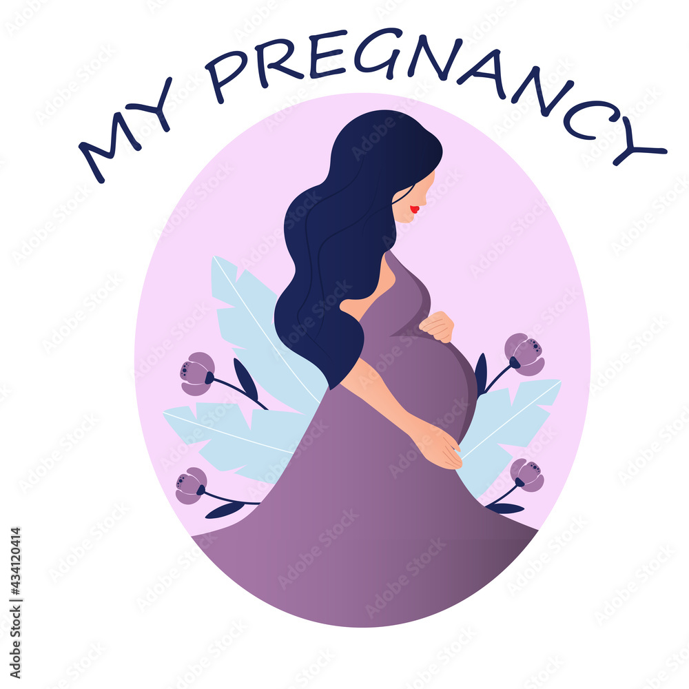 Profile or portrait of a pregnant woman. Child. Pregnancy girl. Mothers Day. Postcard. Minimalism. Poster. Medicine. Profile or portrait of a pregnant woman. Child. Pregnancy girl. Mothers Day. Postcard. Minimalism. Poster. Medicine.