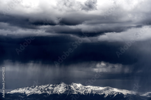 Rodna Mountains before thunderstorm, view from Carpathians, Ukriane photo