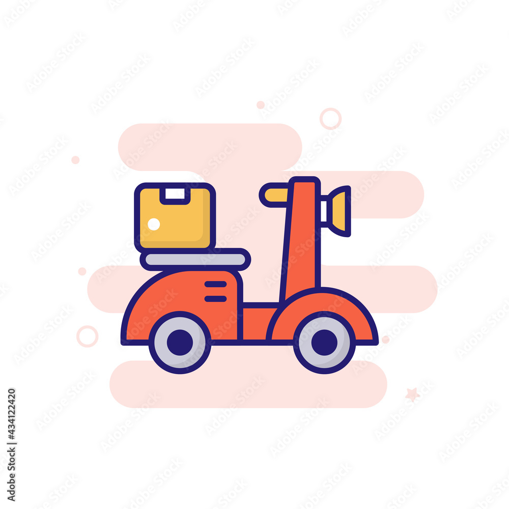 Delivery Bike vector filled outline icon style illustration. EPS 10 File