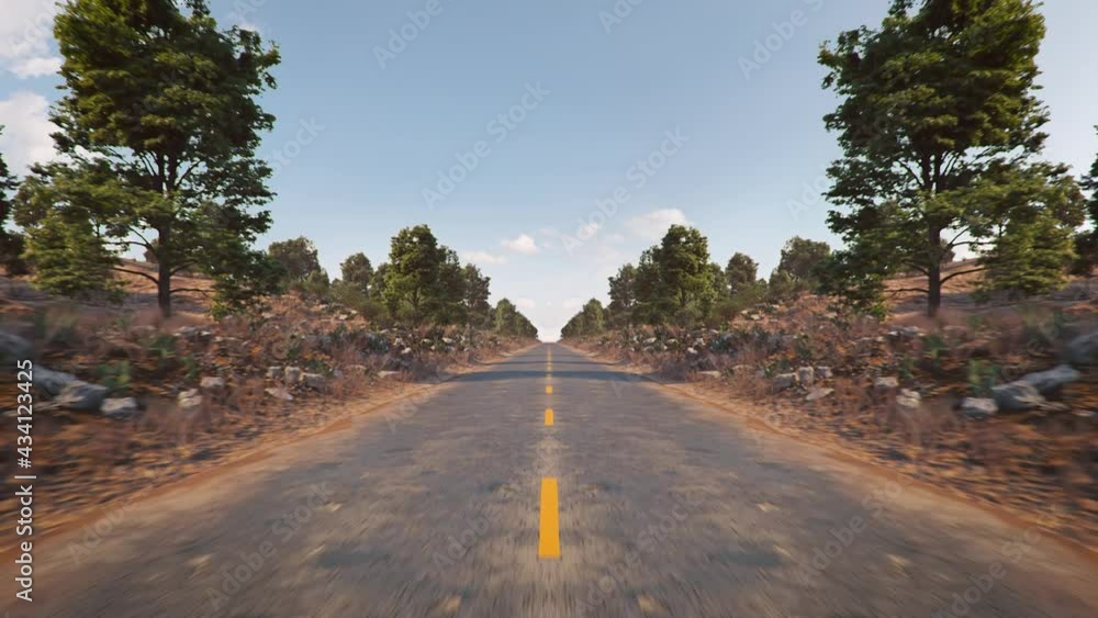 Driving along asphalt road - 3d seamless looping animation Stock ビデオ ...