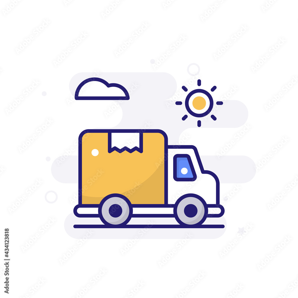 Fototapeta premium Delivery Van vector filled outline icon style illustration. EPS 10 File