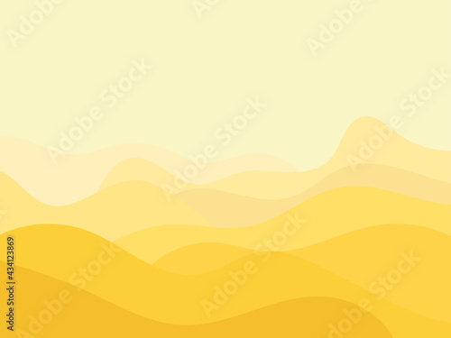 Desert landscape with dunes in a minimalist style. Flat design. Boho decor for prints  posters and interior design. Mid Century modern decor. Vector illustration