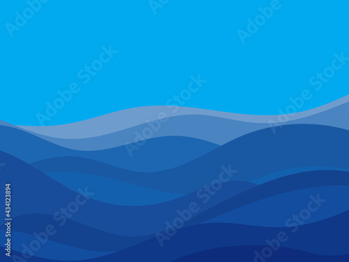 Night wavy landscape in a minimalist style. Boho typography decor for prints, posters and interior designs. Mid-century modern decor. Vector illustration