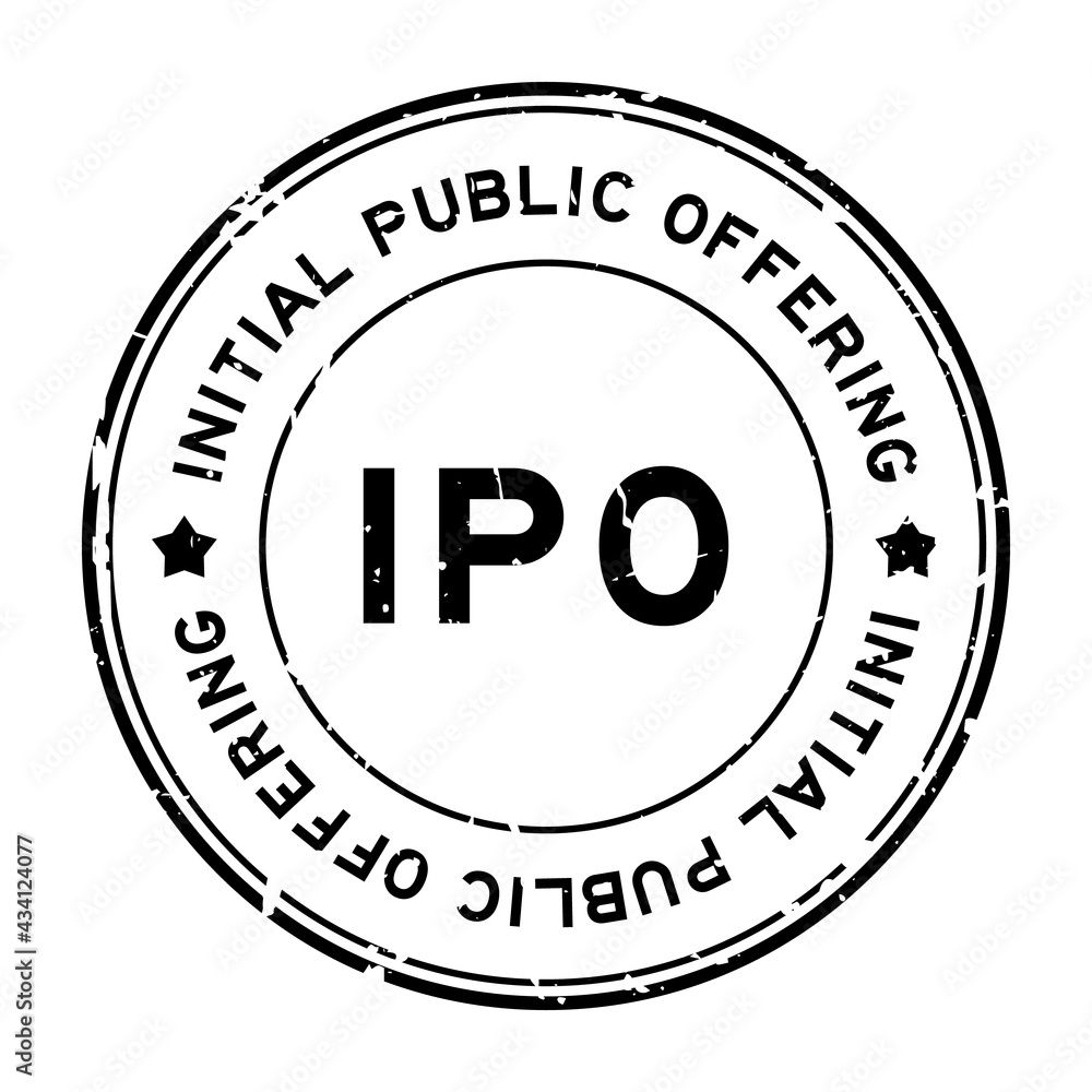 Grunge black IPO Initial Public Offering word round rubber seal stamp on white background