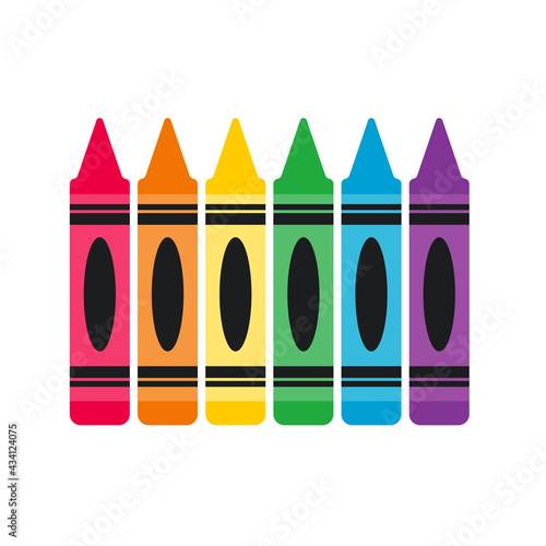 Colorful crayon vector Concept of back to school. Isolated on white background.